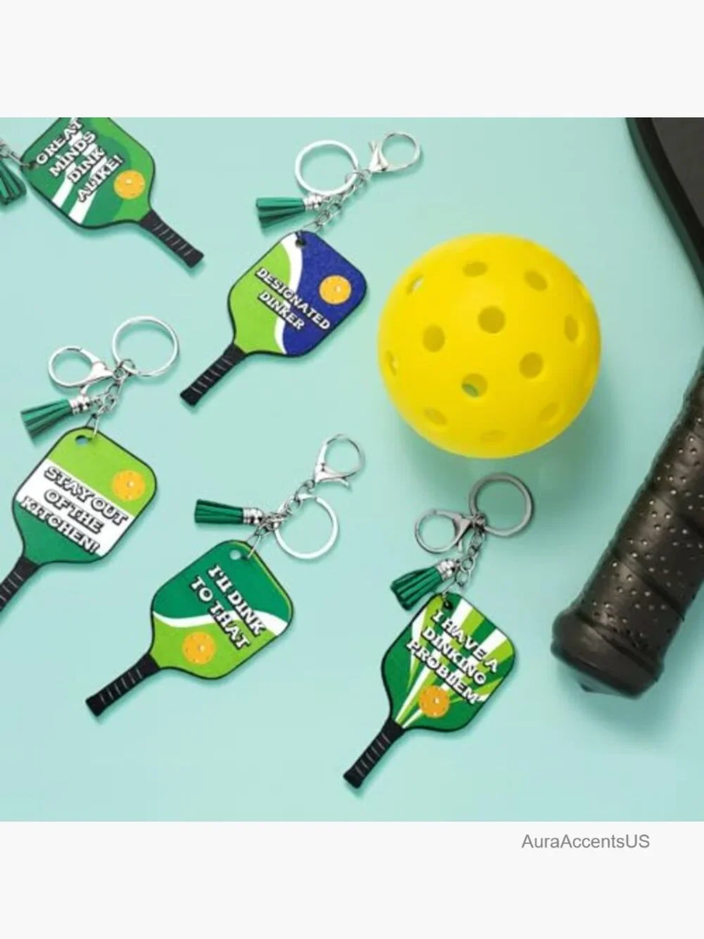 24 Pack Dinkball Keychains Inspirational Wooden Sports Gifts for Team Party